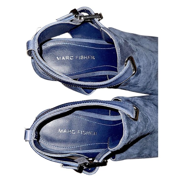 Marc Fisher QMHelene Women's Blue Suede Block Stepping Out Heels Size 8M - Picture 3 of 6